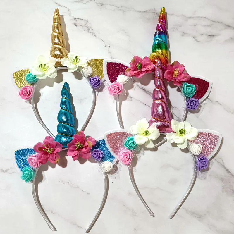 

New Girls Cute Unicorn Flower Cat Ears Headbands Children Headwear Photo Props Party Hair Hoop Hairbands Kids Hair Accessories