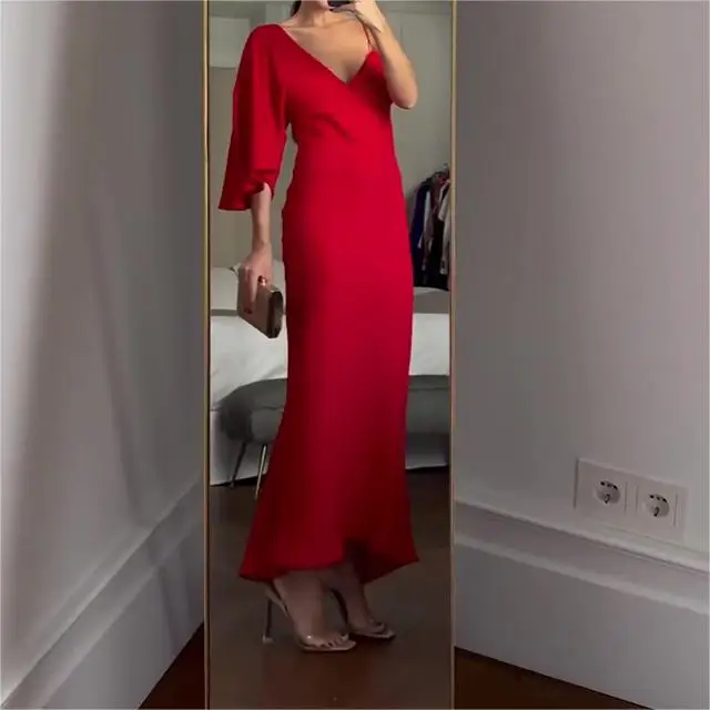 V-Neck Irregular Shoulder Strap Ankle Length Mermaid Formal Dress Women Elegant SATIN Modern Style
V-Neck Irregular Shoulder Strap Ankle Length Mermaid Formal Dress Women Elegant SATIN Modern Style