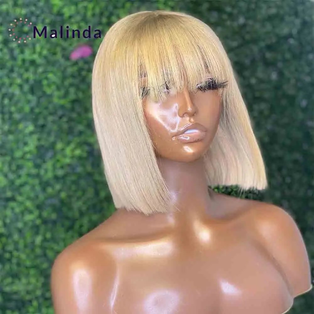 

Highlight 613 Blonde Wear and Go Glueless Wig For Women Short Straight Bob 13x4 Transparent Lace Front Human Hair Wig With Bang