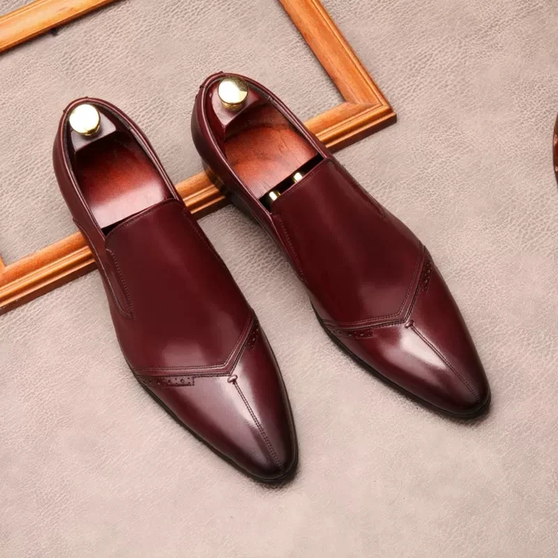 Wedding Shoes Man Dress Casual Genuine Leather Office Oxford Shoe Luxury Business Pointed Toe Burgundy Formal Loafers Men Shoes
Wedding Shoes Man Dress Casual Genuine Leather Office Oxford Shoe Luxury Business Pointed Toe Burgundy Formal Loafers Men Shoes