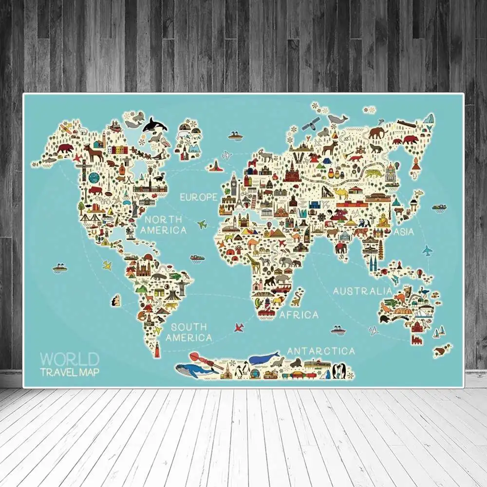 Animals World Travel Map Photography Backgrounds Children Ocean Creature Landmark Kid Birthday Photographic Backdrop Portrait
Animals World Travel Map Photography Backgrounds Children Ocean Creature Landmark Kid Birthday Photographic Backdrop Portrait