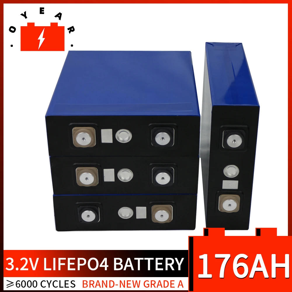Rechargeable 176AH Lifepo4 Grade A 3.2V Lithium Iron Phosphate Cell Pack DIY 12V 24V 48V Solar Battery For EV RV Vans Golf Cart
Rechargeable 176AH Lifepo4 Grade A 3.2V Lithium Iron Phosphate Cell Pack DIY 12V 24V 48V Solar Battery For EV RV Vans Golf Cart