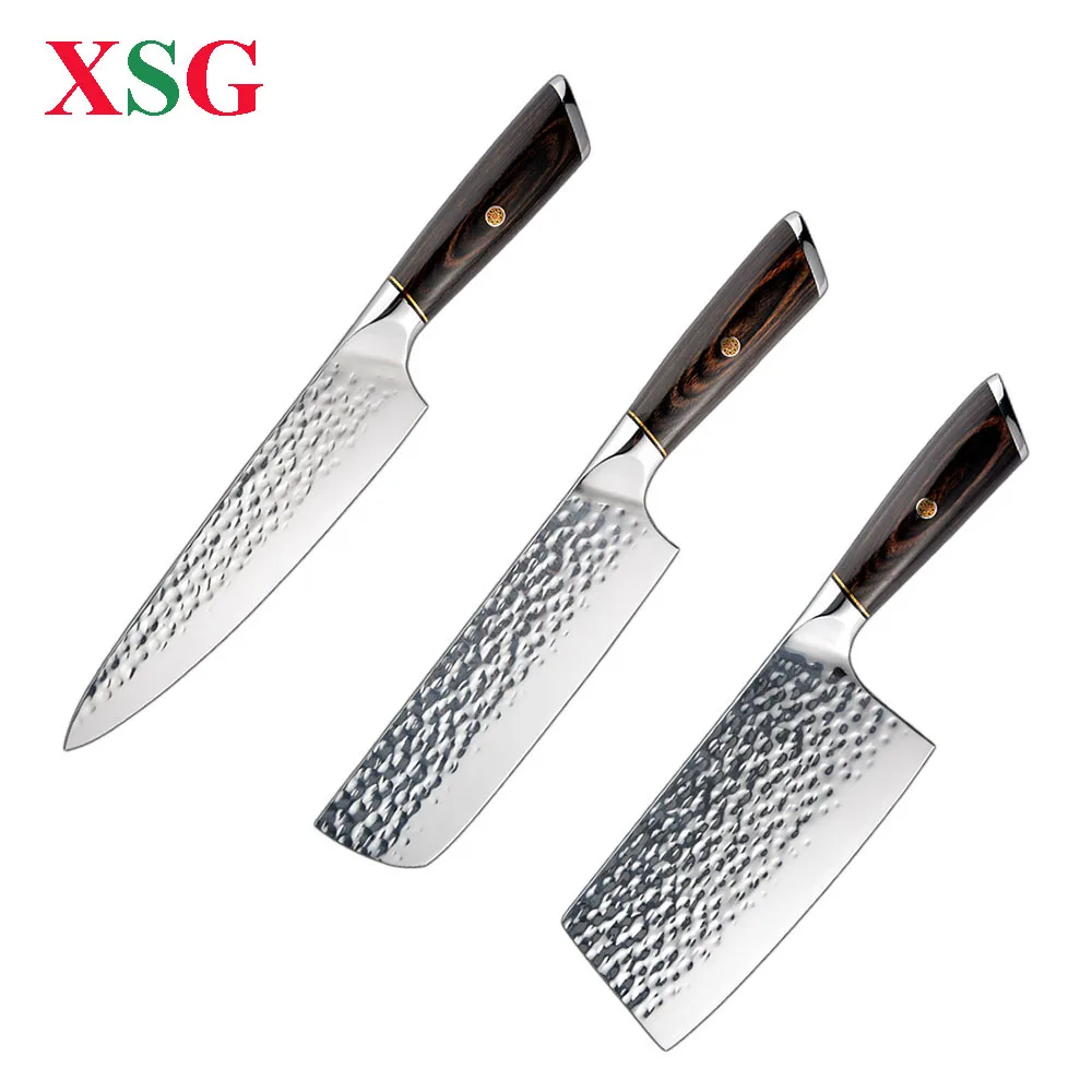 XSG 3Pcs Kitchen Knives Set Chinese Chef Knife Handmade Forged 3 Layer Clad Steel Wood Handle Nakiri Meat Cleaver
XSG 3Pcs Kitchen Knives Set Chinese Chef Knife Handmade Forged 3 Layer Clad Steel Wood Handle Nakiri Meat Cleaver