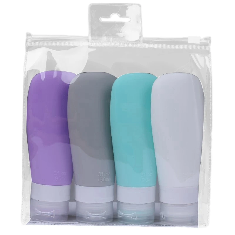 

4Pcs/Set Silicone Refillable Travel Bottles Set Essence Shampoo Shower Gel Bottles Container Can Carry On The Plane