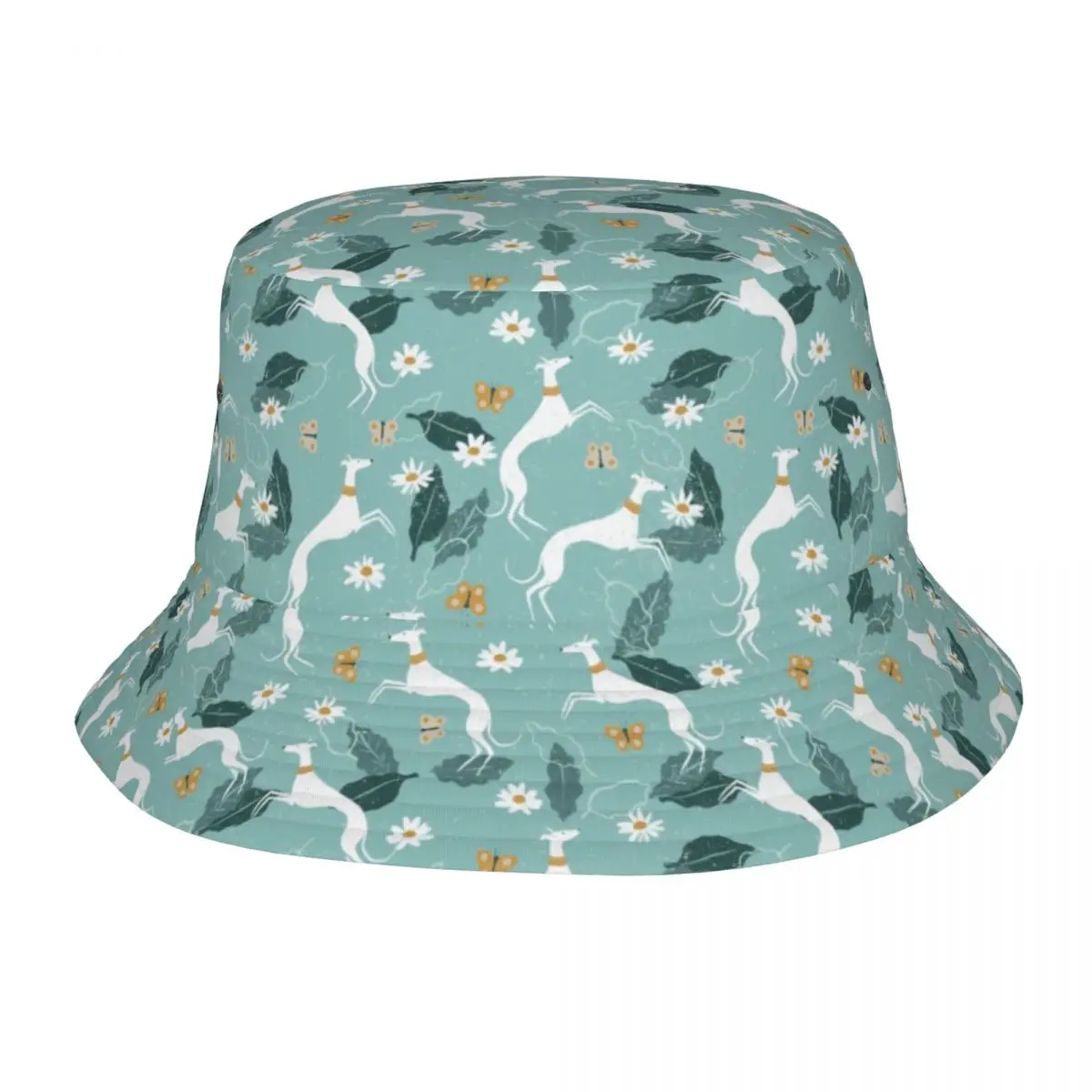 

New Summer Greyhound Bucket Hats for Unisex Whippet Lurcher Dog Galgo Beach Foldable Bob Fisherman Hats Girls Boys Panama Cap