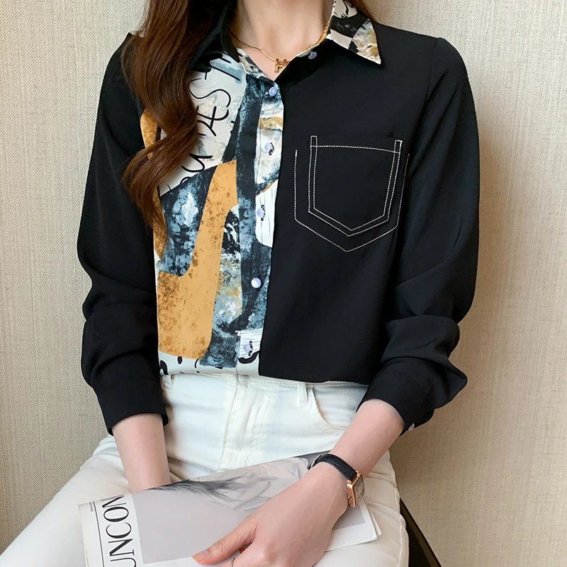 Silk Shirts Long Sleeve Clothings Fashion Temperament Print Splicing Women Shirt Blouses Elegant Ladies Office Work Wear Tops
Silk Shirts Long Sleeve Clothings Fashion Temperament Print Splicing Women Shirt Blouses Elegant Ladies Office Work Wear Tops