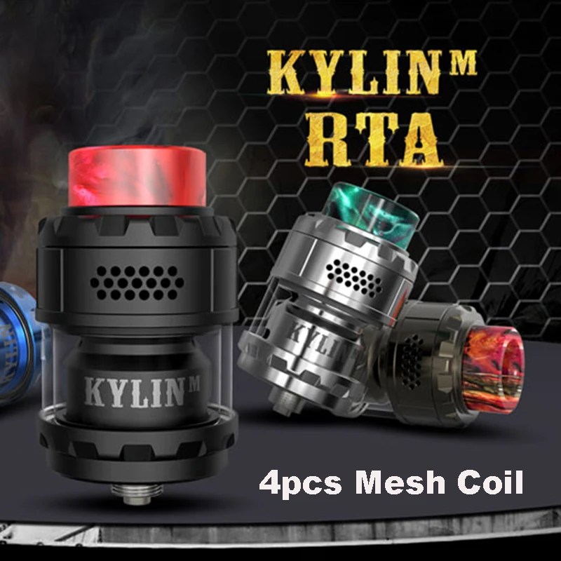 

Vmiss Kylin M RTA Mesh Coil Base 24mm 3ml/4.5ml Tank Atomizer Top Honeycomb Airflow Large Build Deck Vaporizer Tank