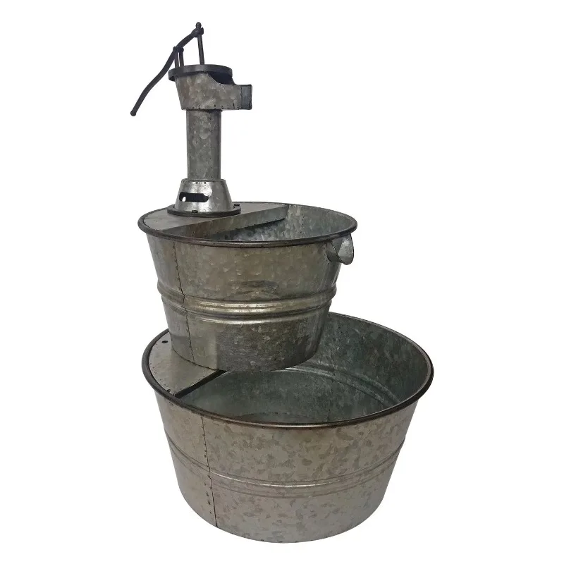 30 Inch Two Tier Rustic Galvanized Metal Barrel Fountain - Backyard Expressions
30 Inch Two Tier Rustic Galvanized Metal Barrel Fountain - Backyard Expressions