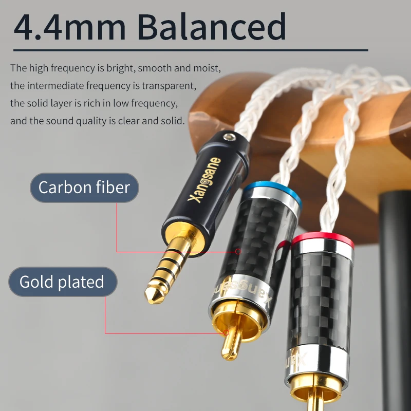 Xangsane high fidelity 4.4mm balanced cable to 2rca double lotus 5N single crystal copper silver plated one point two audiocable
Xangsane high fidelity 4.4mm balanced cable to 2rca double lotus 5N single crystal copper silver plated one point two audiocable