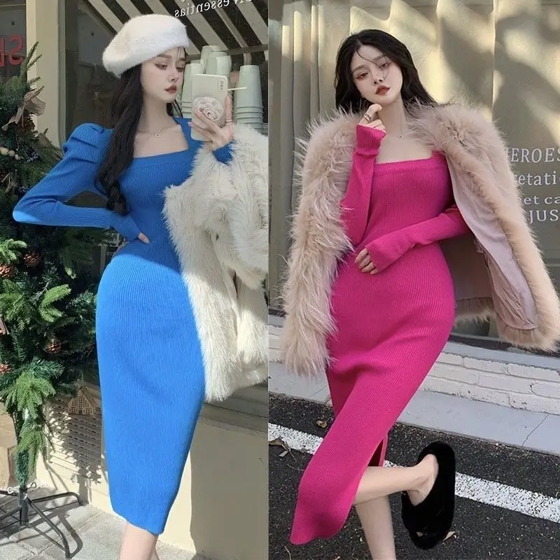 Fashion Fall Winter Knitting Dress Solid Color Long Sleeve Bodycon Short Sweater Dress Square Collar Pullover Female 2023 R175
Fashion Fall Winter Knitting Dress Solid Color Long Sleeve Bodycon Short Sweater Dress Square Collar Pullover Female 2023 R175
