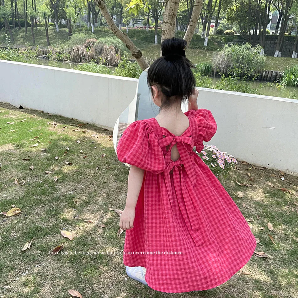 Kids Dresses for Girls Summer New Casual Backless Bow Girl Plaid Princess Dress Baby Short Sleeve Children's Clothing 2 10 Years
Kids Dresses for Girls Summer New Casual Backless Bow Girl Plaid Princess Dress Baby Short Sleeve Children's Clothing 2 10 Years