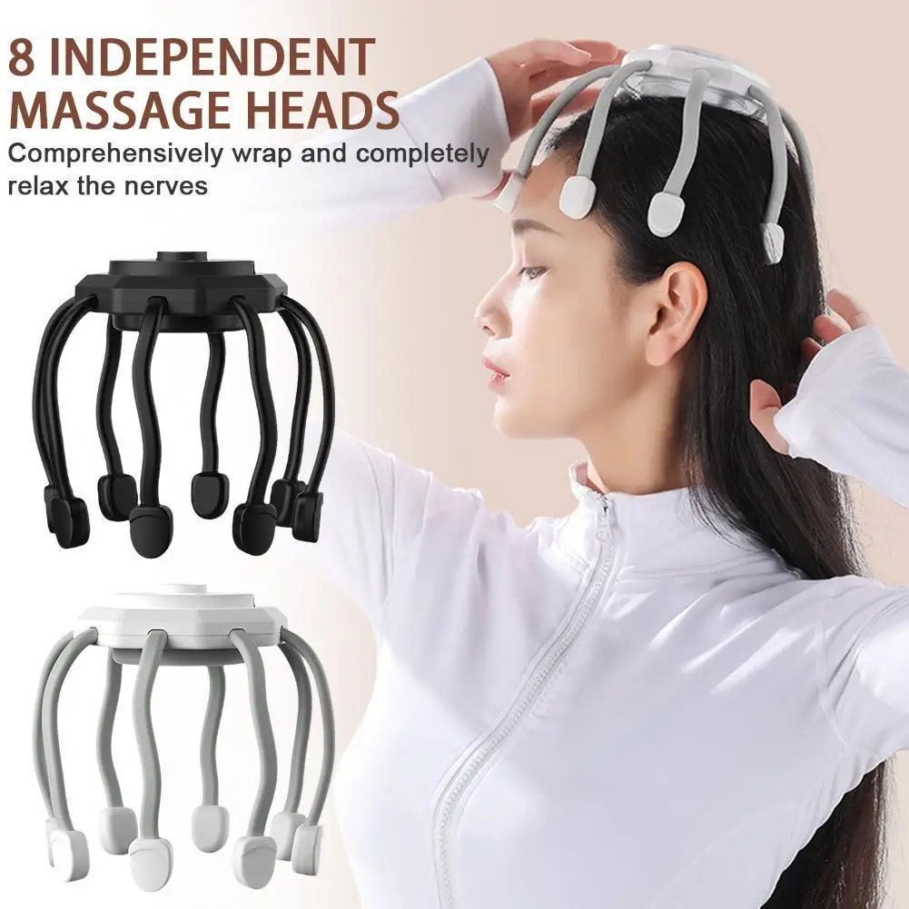 

Head Scalp Massager Anti Stress Octopus Claw Electric Therapeutic Scratcher Massageador Hair Massage Bluetooth Beauty Healt G4L1