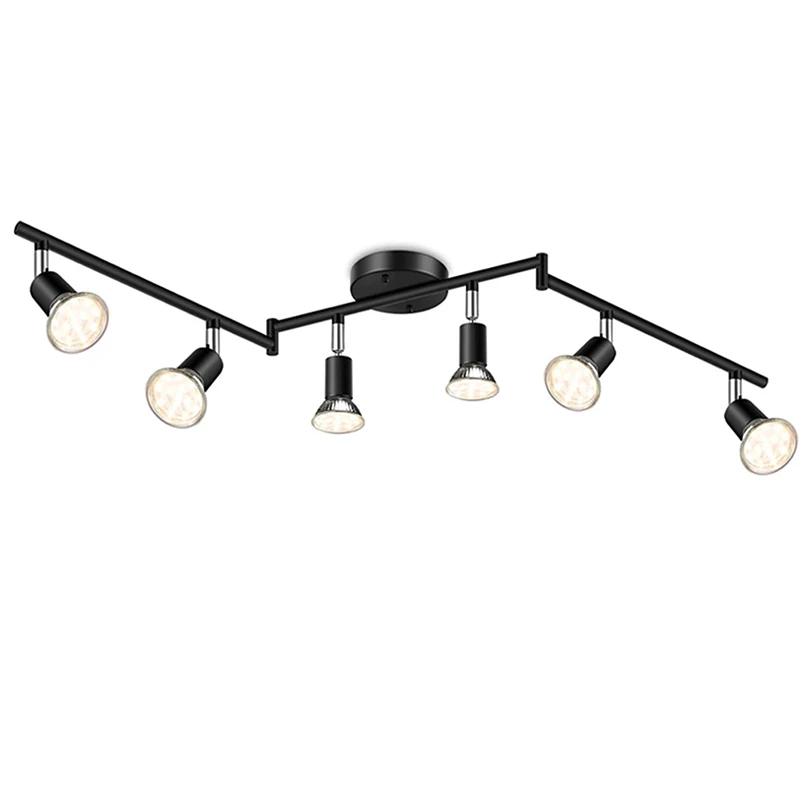 6 Head LED Ceiling Light GU10 Rotatable Angle Adjustable Lamp For Living Room Black Satin Metal Guide Light Kit Spot Lighting
6 Head LED Ceiling Light GU10 Rotatable Angle Adjustable Lamp For Living Room Black Satin Metal Guide Light Kit Spot Lighting