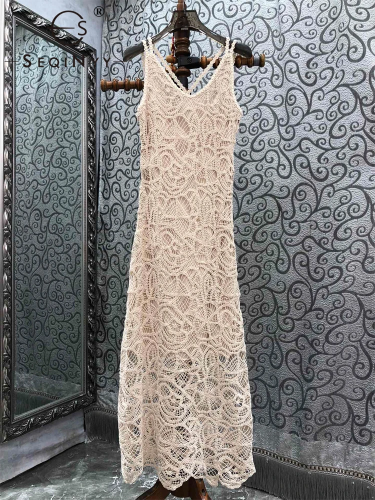 SEQINYY Elegant Midi Dress Summer Spring New Fashion Design Women Runway High Street Vintage Lace Hollow Out Flowers Sleeveless
SEQINYY Elegant Midi Dress Summer Spring New Fashion Design Women Runway High Street Vintage Lace Hollow Out Flowers Sleeveless