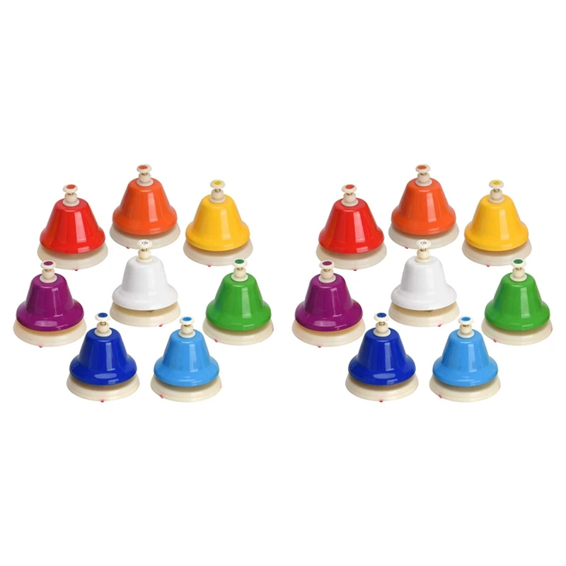 

16X Desk Bells, 8 Notes Diatonic Metal Hand Bells, Rainbow Music Bells, Musical Learning Teaching Percussion Instrument