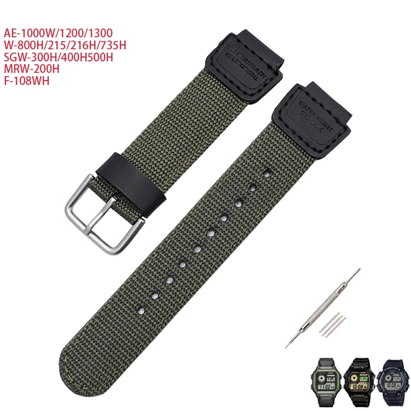 Nylon Leather Strap for Casio AE-1200WH/MRW-200/AQ-S810W Stainless Steel Buckle 18mm Canvas Replacement Band Watch Accessories
Nylon Leather Strap for Casio AE-1200WH/MRW-200/AQ-S810W Stainless Steel Buckle 18mm Canvas Replacement Band Watch Accessories