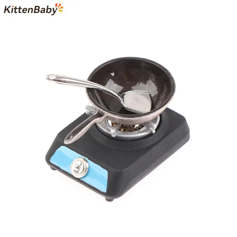 

1/12 Scale Dollhouse Miniature Gas Stove Frying Pan Shovel Set Cookware Kitchen Simulation Furniture Doll House Accessories