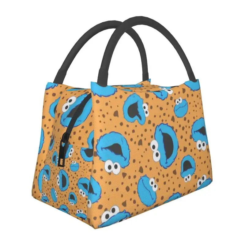 

Cartoon Tv Movie Sesame Street Insulated Lunch Tote Bag Women Funny Happy Cookie Monster Resuable Cooler Thermal Food Lunch Box
