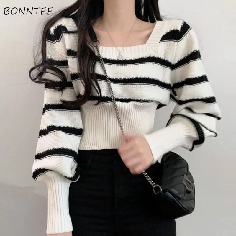 Vintage Cropped Sweaters Women Slim Chic Square Collar Basic Lady Knitwear Korean Fashion Autumn Cozy Long Sleeve Clothing Sales
Vintage Cropped Sweaters Women Slim Chic Square Collar Basic Lady Knitwear Korean Fashion Autumn Cozy Long Sleeve Clothing Sales