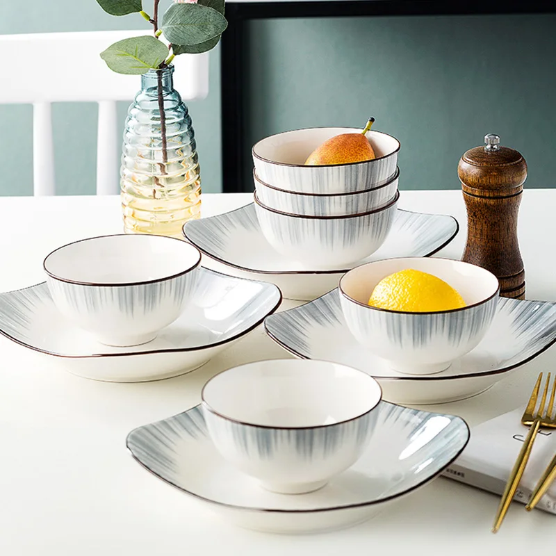 

Керамические тарелки в скандинавском стиле, набор свадебных китайских десертов, салата, суши, обеденная сервировочная тарелка, японские тарелки, кухонная посуда