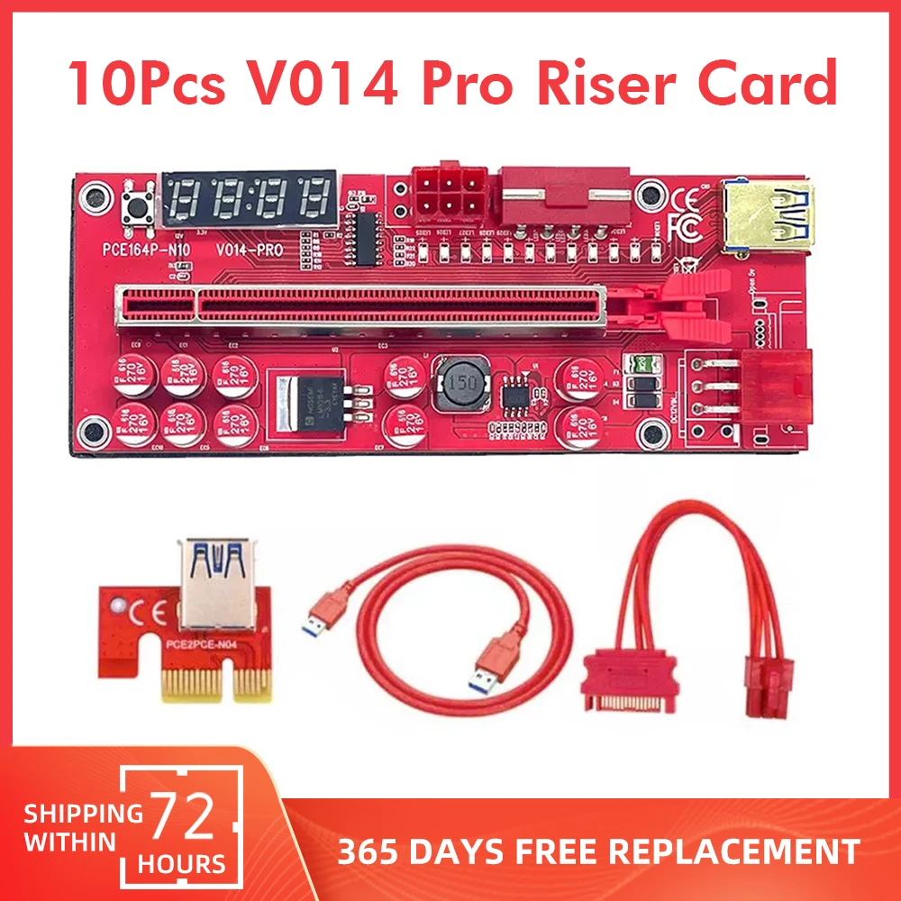 10Pcs V014 Pro PCI-E Express X1 to X16 Riser Card USB 3.0 PCIE 1X to 16X SATA To 6Pin Power Cable for BTC ETH Mining Miner
10Pcs V014 Pro PCI-E Express X1 to X16 Riser Card USB 3.0 PCIE 1X to 16X SATA To 6Pin Power Cable for BTC ETH Mining Miner