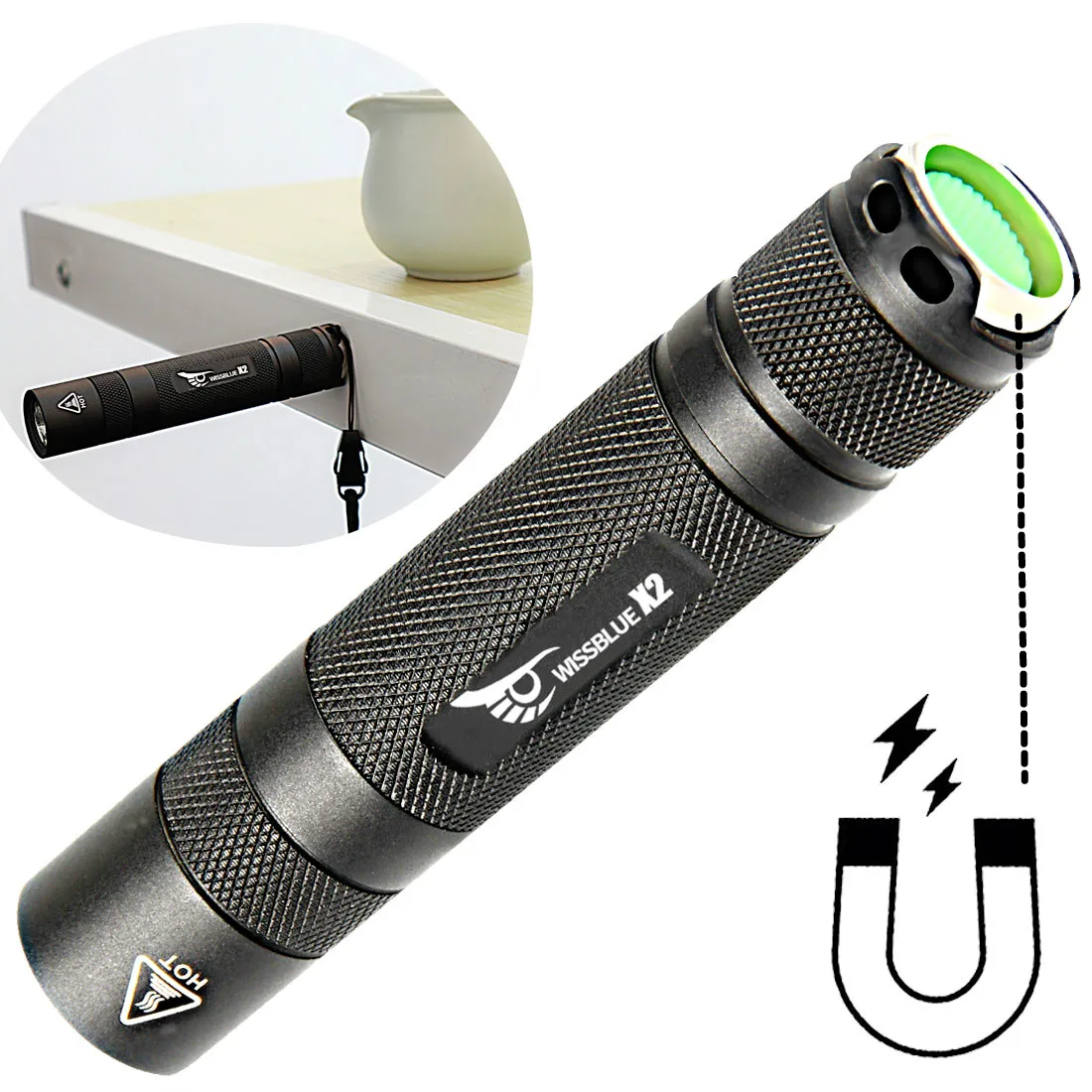 WISSBLUE X2 Military Grade Tactical Flashlight Rechargeable, 6 Function Modes 1600 High Lumen Flashlight, Base COB Light (Black
WISSBLUE X2 Military Grade Tactical Flashlight Rechargeable, 6 Function Modes 1600 High Lumen Flashlight, Base COB Light (Black