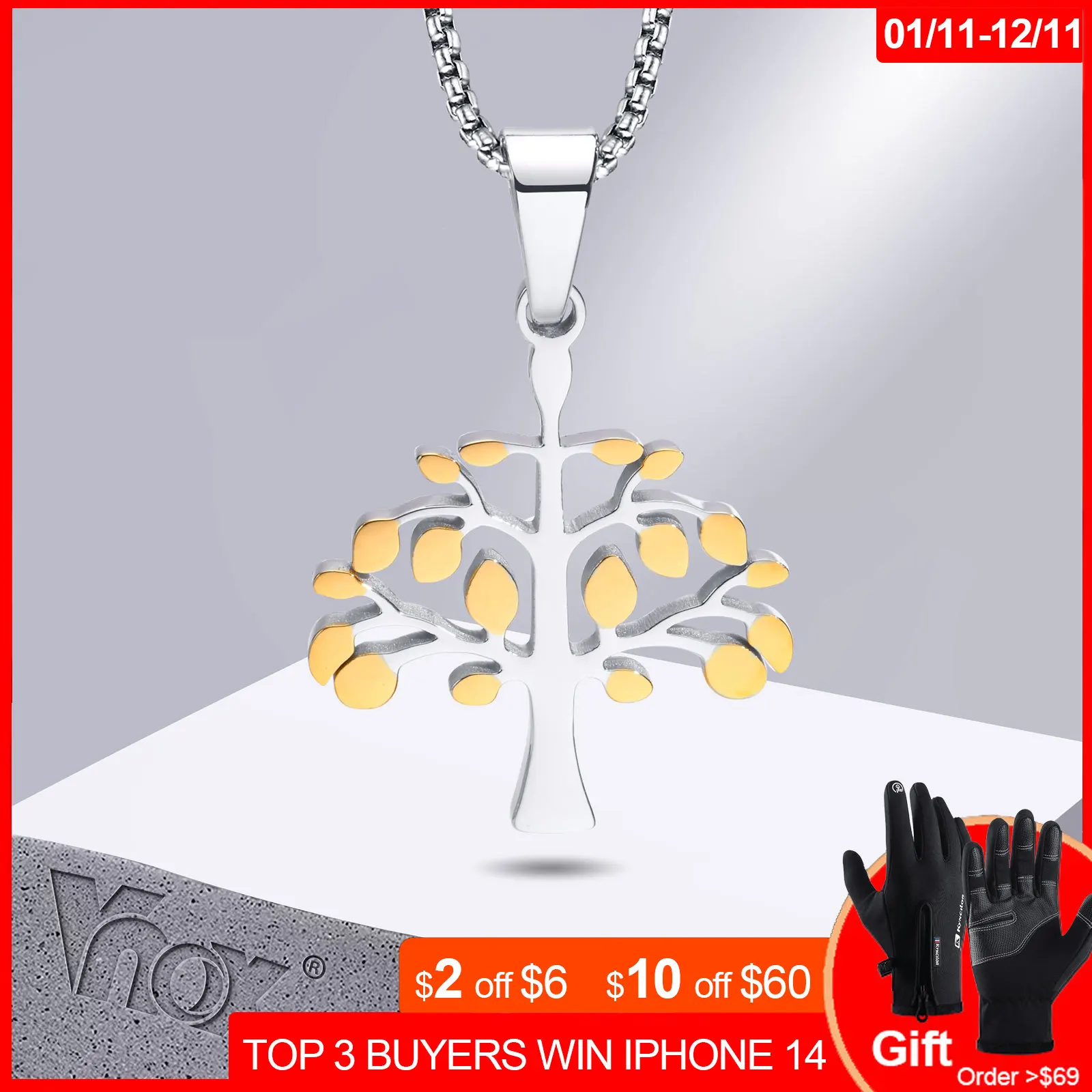 Vnox Life Tree Necklaces for Women Men, Stainless Steel Eden Tree Pendant with Box Chain, Faith Collar Jewelry
Vnox Life Tree Necklaces for Women Men, Stainless Steel Eden Tree Pendant with Box Chain, Faith Collar Jewelry