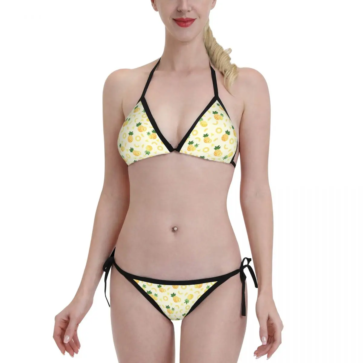 

Summer Pineapple Fruit Sexy Bikini 2022 New Thong Swimsuit Women Bather Swimming Suit Summer Biquini XXL