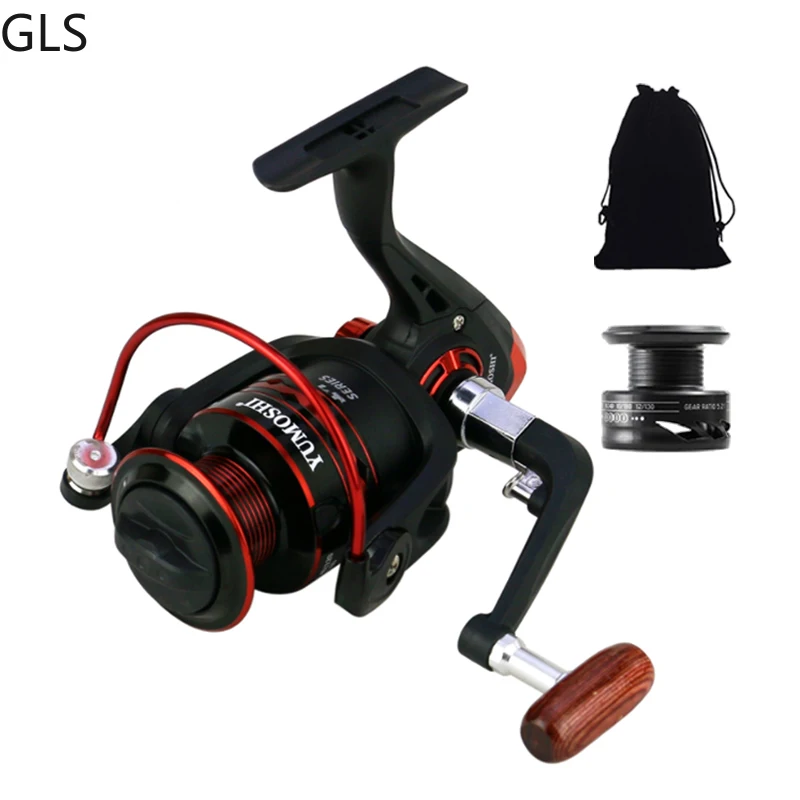 

2022 New Wooden Grip Professional Spinning Fishing Reel 5.2:1 Gear Ratio Sea Bass Fishing Wheel With Spare Spool