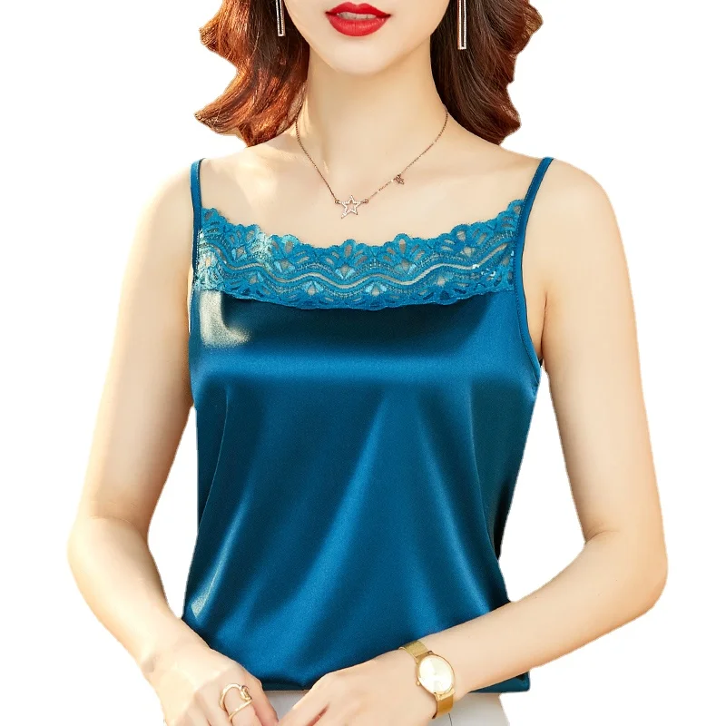 Summer blue camisole women's summer suit acetate silk satin crop top women sleeveless korean fashion clothing tops for women
Summer blue camisole women's summer suit acetate silk satin crop top women sleeveless korean fashion clothing tops for women