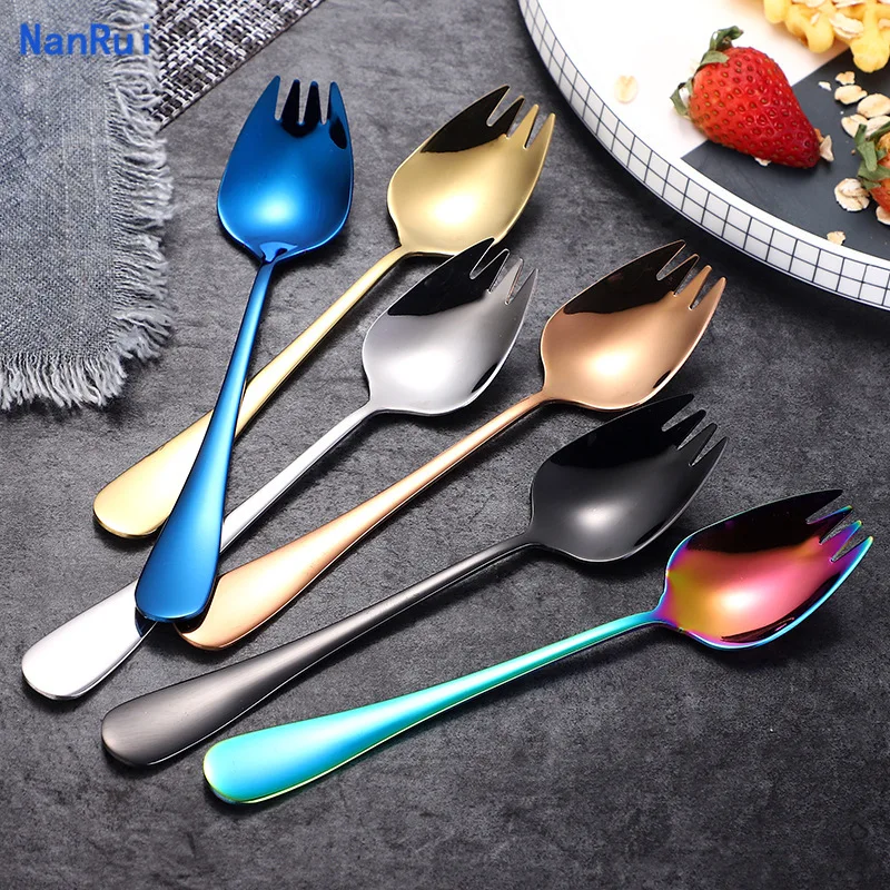 2Pcs Creative Design Kitchen Tableware Tools 3 in 1 Stainless Steel Gold Sporks Dessert Fork Spoon Noodles Salad Fruit Utensils
2Pcs Creative Design Kitchen Tableware Tools 3 in 1 Stainless Steel Gold Sporks Dessert Fork Spoon Noodles Salad Fruit Utensils