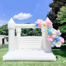 White Bounce House Inflatable Jumper Bouncy Castle full PVC Large Commercial Bouncy House Jumping Bed for Kids with blower