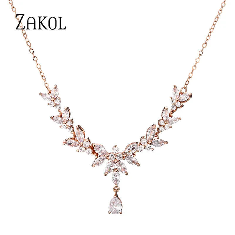 ZAKOL Luxury Exquisite Teardrop Cubic Zircon Leaf Chain Choker Necklaces for Women Fashion Bridal Wedding Party Jewelry NP2266
ZAKOL Luxury Exquisite Teardrop Cubic Zircon Leaf Chain Choker Necklaces for Women Fashion Bridal Wedding Party Jewelry NP2266