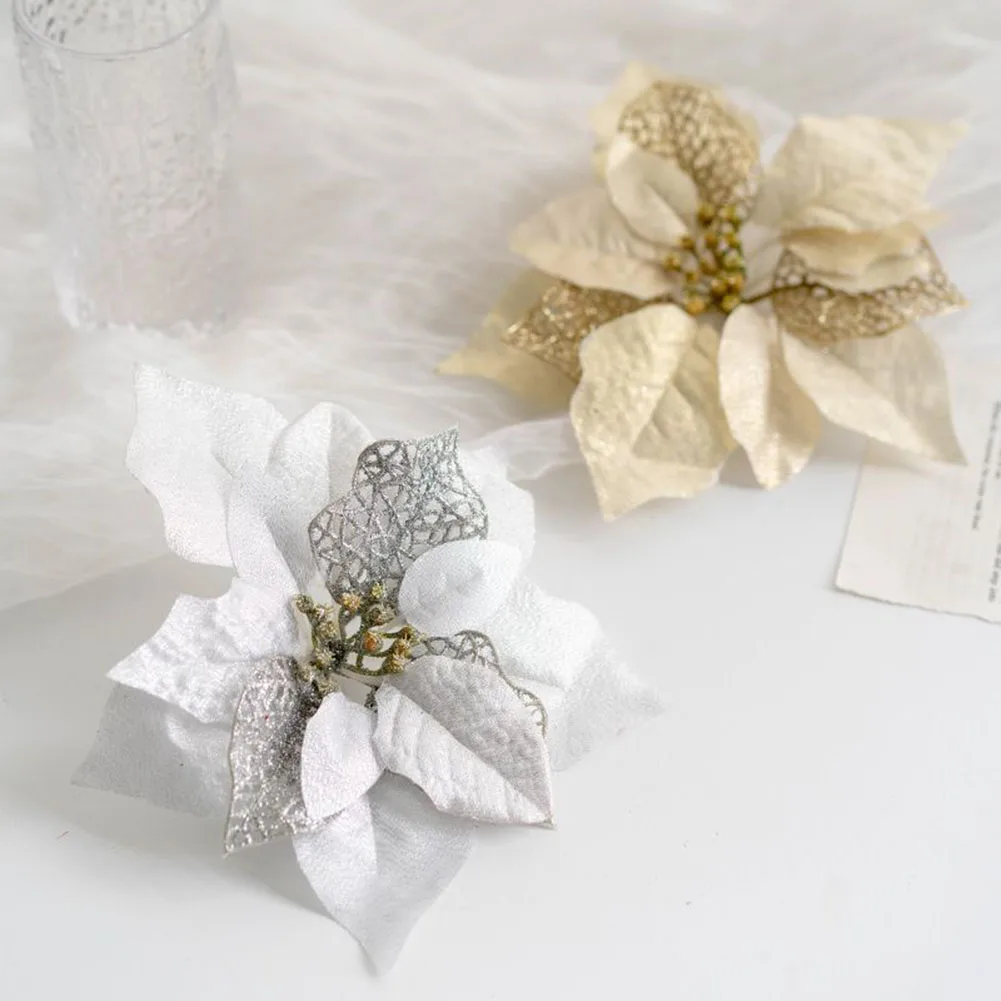 22cm Hollow Flower Glitter Artificial Christmas Flowers Xmas Tree Ornaments Poinsettia Flowers Wreaths Decorations For Home
22cm Hollow Flower Glitter Artificial Christmas Flowers Xmas Tree Ornaments Poinsettia Flowers Wreaths Decorations For Home