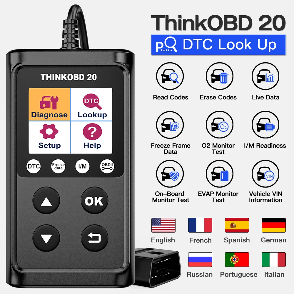 THINKCAR Thinkobd 20 OBD2 автомобильный сканер, полный OBD2 Профессиональный считыватель кодов, проверка двигателя OBD 2, Автомобильные диагностические инструменты
THINKCAR Thinkobd 20 OBD2 автомобильный сканер, полный OBD2 Профессиональный считыватель кодов, проверка двигателя OBD 2, Автомобильные диагностические инструменты