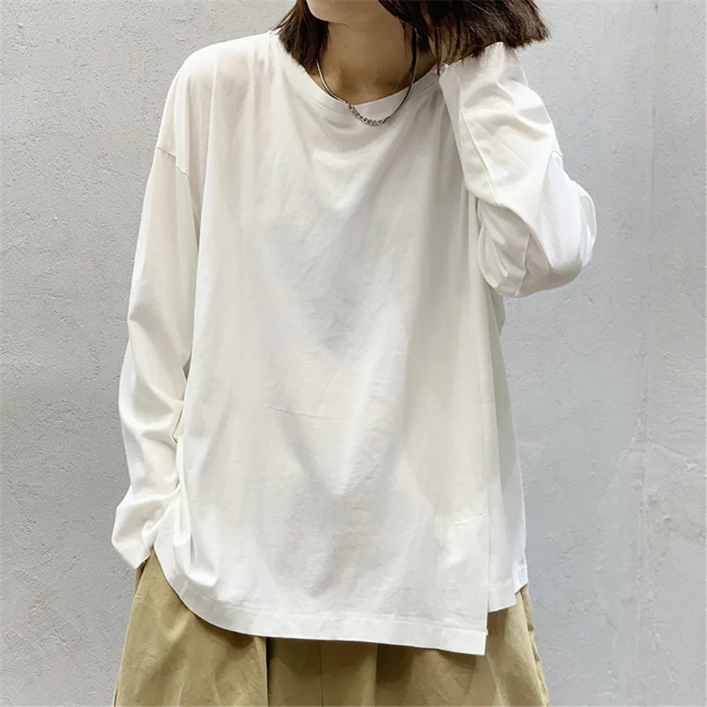Women's T-shirt Long Sleeve Solid Color Mid Length Casual Top Cotton Bottoming Shirt New Japan Korean Casual Autumn Spring 2022
Women's T-shirt Long Sleeve Solid Color Mid Length Casual Top Cotton Bottoming Shirt New Japan Korean Casual Autumn Spring 2022