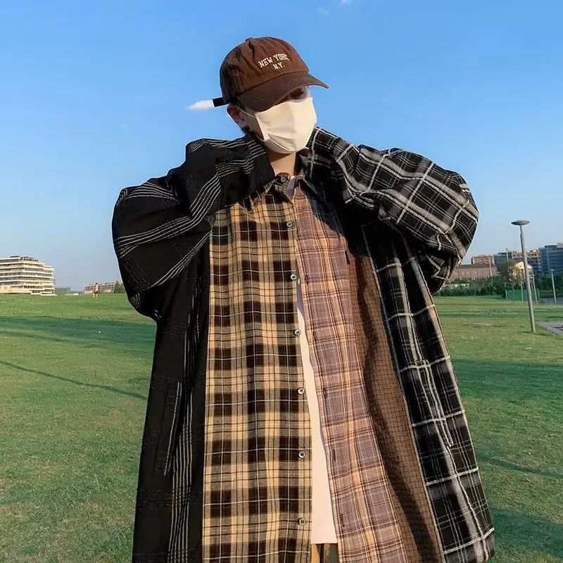 National tide American street stitching plaid shirt long-sleeved spring and autumn tide brand Japanese retro couple shirt jacket
National tide American street stitching plaid shirt long-sleeved spring and autumn tide brand Japanese retro couple shirt jacket
