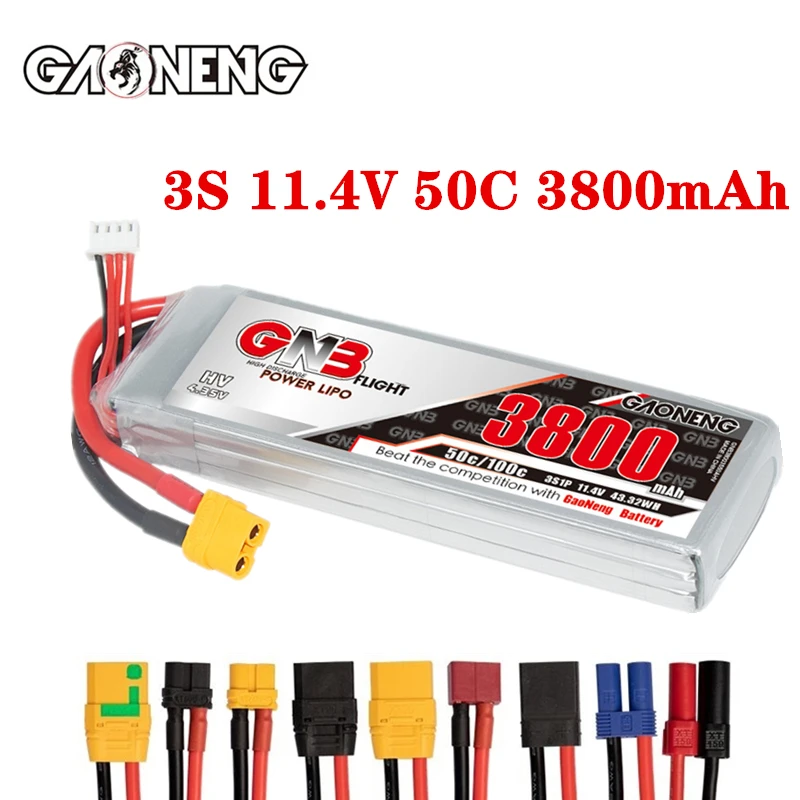 Upgraded GNB 3S 11.4V 3800mAh 50C/100C Lipo Battery For Remote Control Vehicle RC Model Boat Model Drone 11.4V Battery
Upgraded GNB 3S 11.4V 3800mAh 50C/100C Lipo Battery For Remote Control Vehicle RC Model Boat Model Drone 11.4V Battery