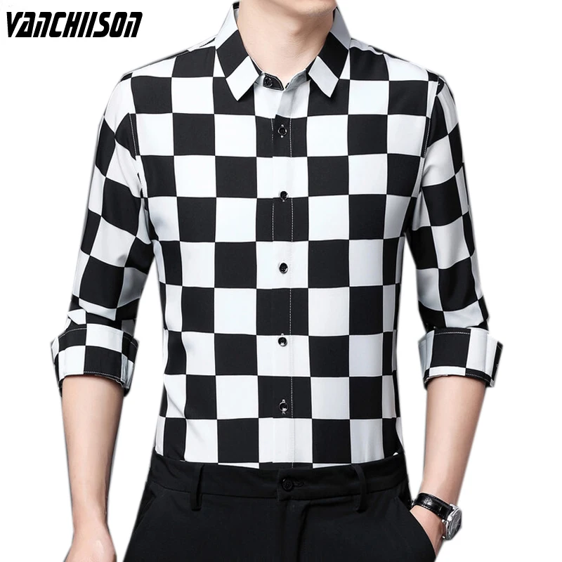 Men Checkboard Checkered Shirt Black White Plaids Tops for Spring Summer Long Sleeve Fashion Casual Male Clothing 00338166
Men Checkboard Checkered Shirt Black White Plaids Tops for Spring Summer Long Sleeve Fashion Casual Male Clothing 00338166