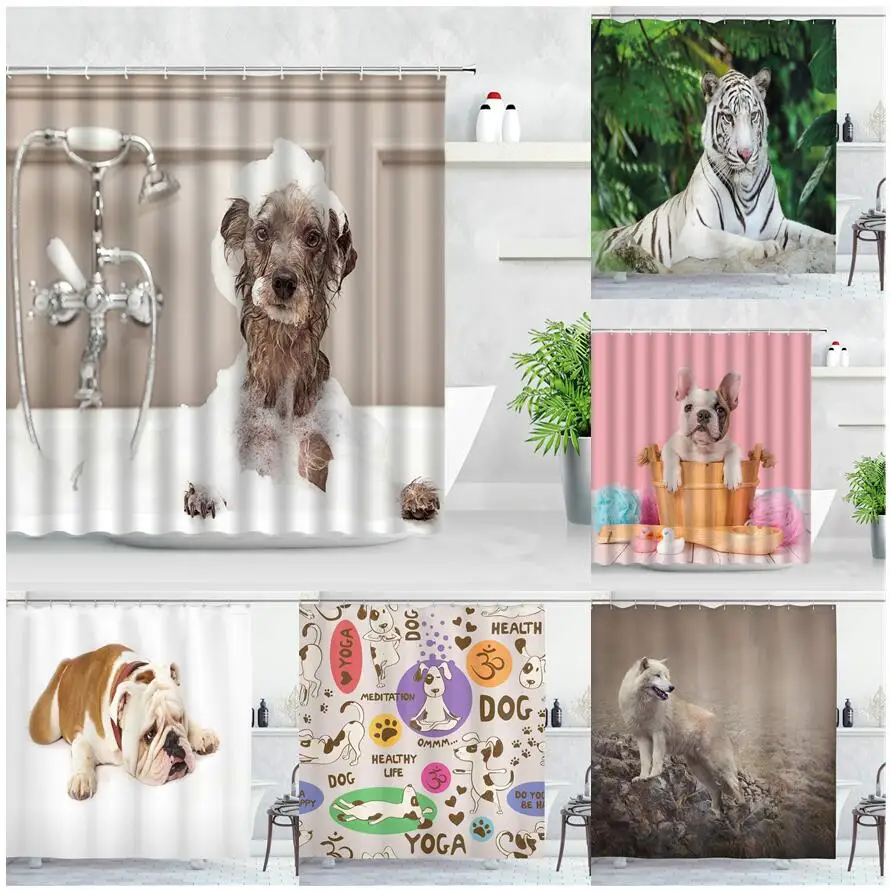 3D Waterproof Bathroom Shower Curtains Funny Animals Dog Bulldog Pet Pattern Fabric Bath Screens Hanging Curtain Decor
3D Waterproof Bathroom Shower Curtains Funny Animals Dog Bulldog Pet Pattern Fabric Bath Screens Hanging Curtain Decor