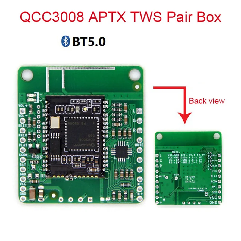 QCC3008 APTXLL Receiver Board Module HiFi Bluetooth 5.0 TWS Audio Car Bluetooth Receiver Board(NO DC)
QCC3008 APTXLL Receiver Board Module HiFi Bluetooth 5.0 TWS Audio Car Bluetooth Receiver Board(NO DC)