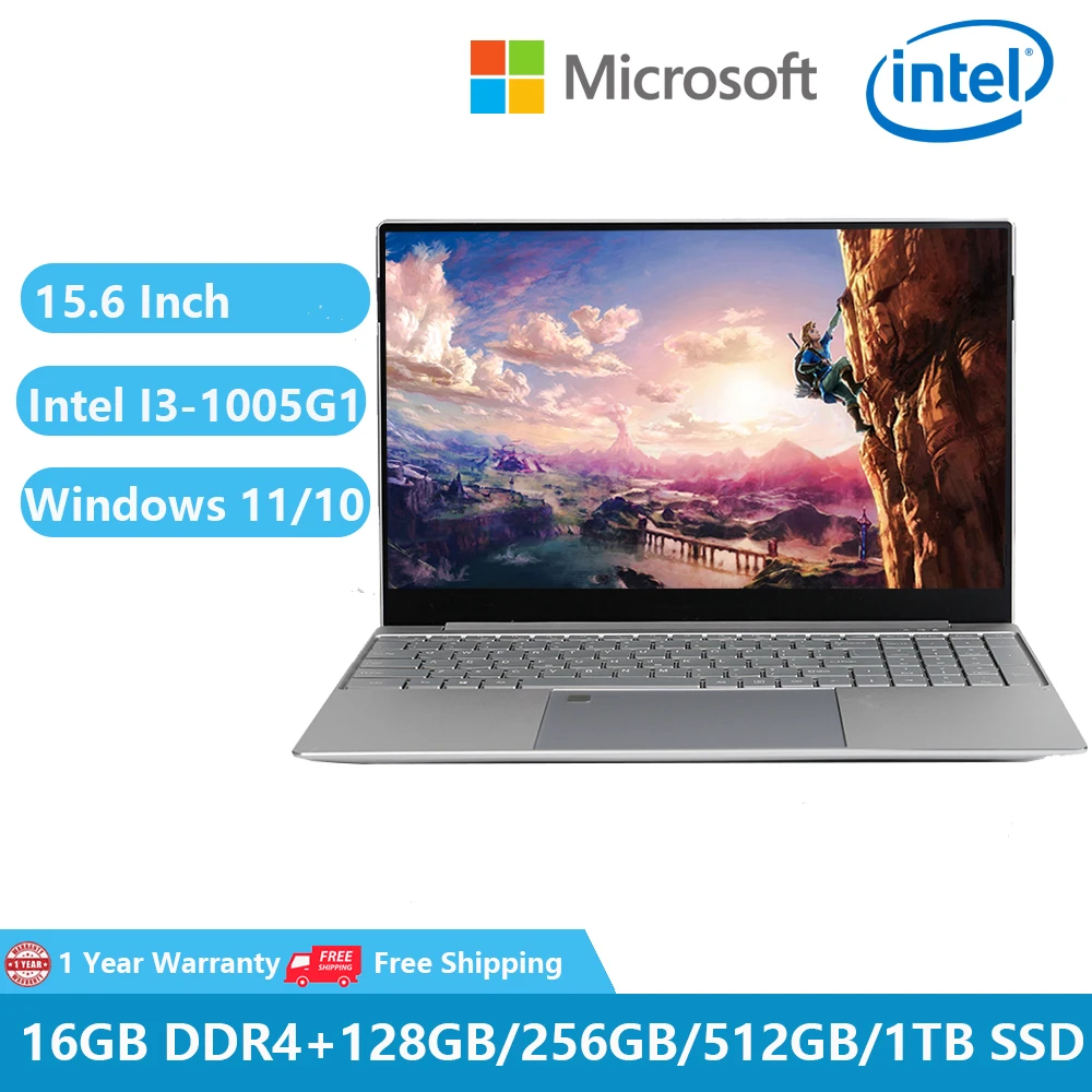 

Gaming Metal Laptop Ultrabook Notebooks Win10 15.6" 10th Gen Intel Core I3 1005G1 16GB+1TB Office Computer PC Netbook WiFi RJ45