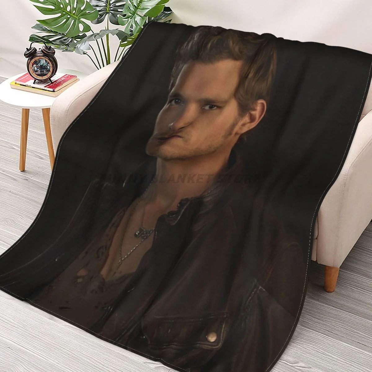 Joseph Morgan - Klaus The Original Throws Blankets Collage Flannel Ultra-Soft Warm picnic blanket bedspread on the bed
Joseph Morgan - Klaus The Original Throws Blankets Collage Flannel Ultra-Soft Warm picnic blanket bedspread on the bed
