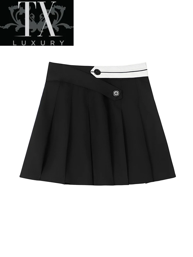 Irregular High Waist Mini Pleated Skirt Women Summer New Sashes Hit Color Design Black White A-Line Short Skirts Female
Irregular High Waist Mini Pleated Skirt Women Summer New Sashes Hit Color Design Black White A-Line Short Skirts Female