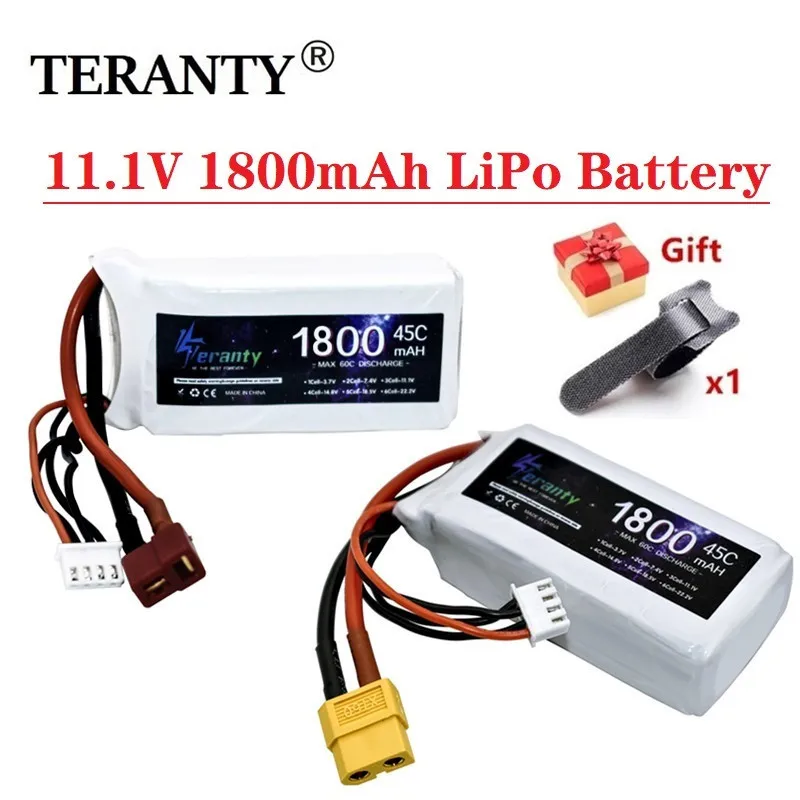 Литий-полимерный аккумулятор Teranty 11 1 В 1800 мАч 45C для радиоуправляемого вертолета
