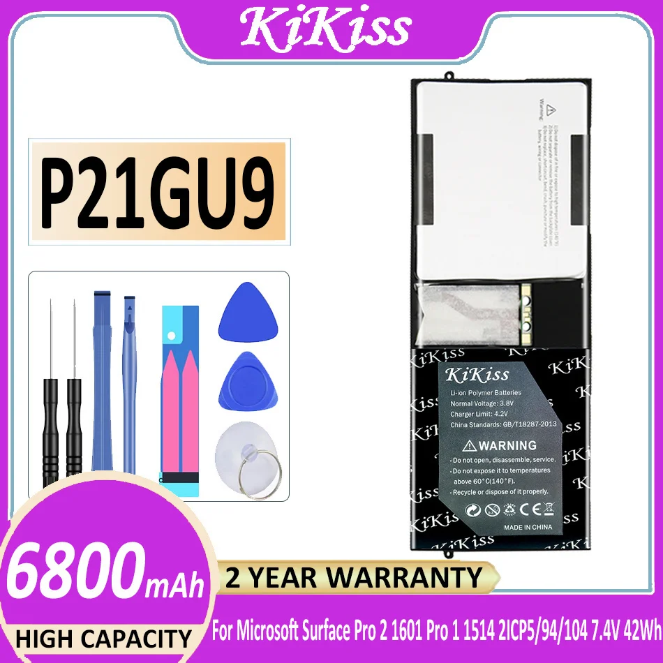 

Original KiKiss Battery P21GU9.6800mAh For Microsoft Surface Pro 2 Pro2 1601 Pro 1 Pro1 1514 2ICP5/94/104 7.4V Bateria