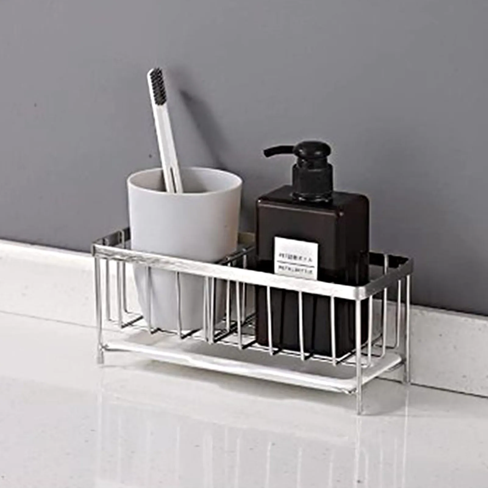 Kitchen Sink Caddy Organizer Sponge Dish Brush Soap Dispenser Holder with Drain Tray for Countertop Rustproof Sink Rack 
Kitchen Sink Caddy Organizer Sponge Dish Brush Soap Dispenser Holder with Drain Tray for Countertop Rustproof Sink Rack