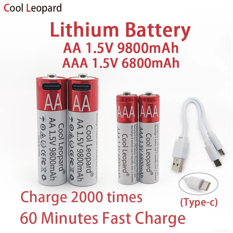 1.5V AA 9800mAh+1.5V AAA 6800mAh High Capacity Rechargeable Lithium Batteries,For Remote Control Mouse Small Fan Camera Toy
1.5V AA 9800mAh+1.5V AAA 6800mAh High Capacity Rechargeable Lithium Batteries,For Remote Control Mouse Small Fan Camera Toy