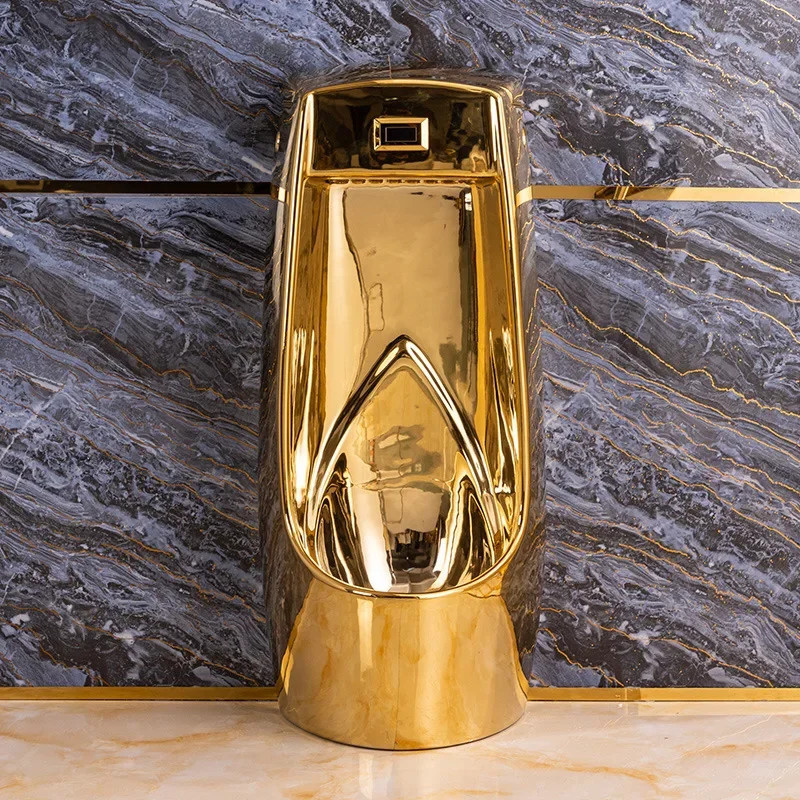 Gold Urine Cup Integrated Induction Floor-Standing European-Style Ceramic Luxury Gold Smart Urinal Deodorant Men's Urinal Funnel 
Gold Urine Cup Integrated Induction Floor-Standing European-Style Ceramic Luxury Gold Smart Urinal Deodorant Men's Urinal Funnel