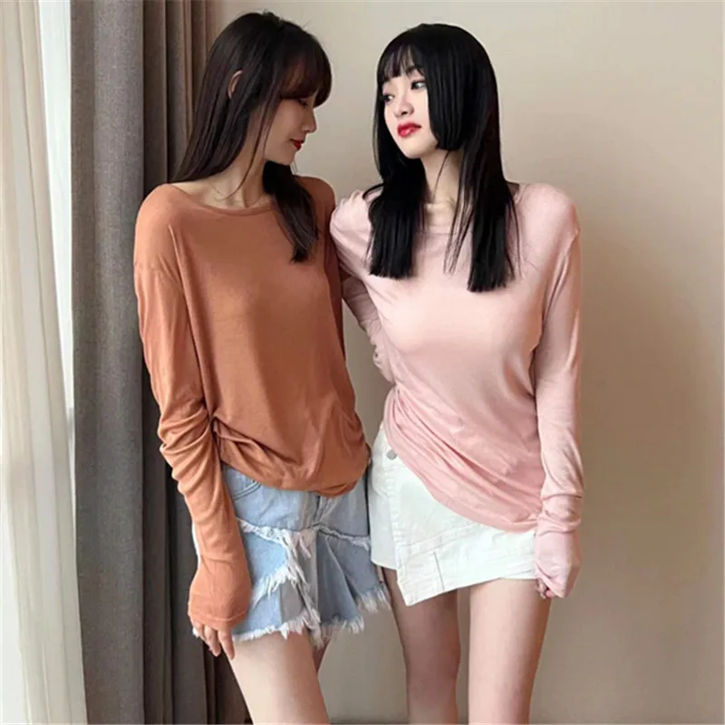 2022 spring new slim fitting long sleeve round neck top women's chic design bottom shirt sunscreen T-shirt
2022 spring new slim fitting long sleeve round neck top women's chic design bottom shirt sunscreen T-shirt